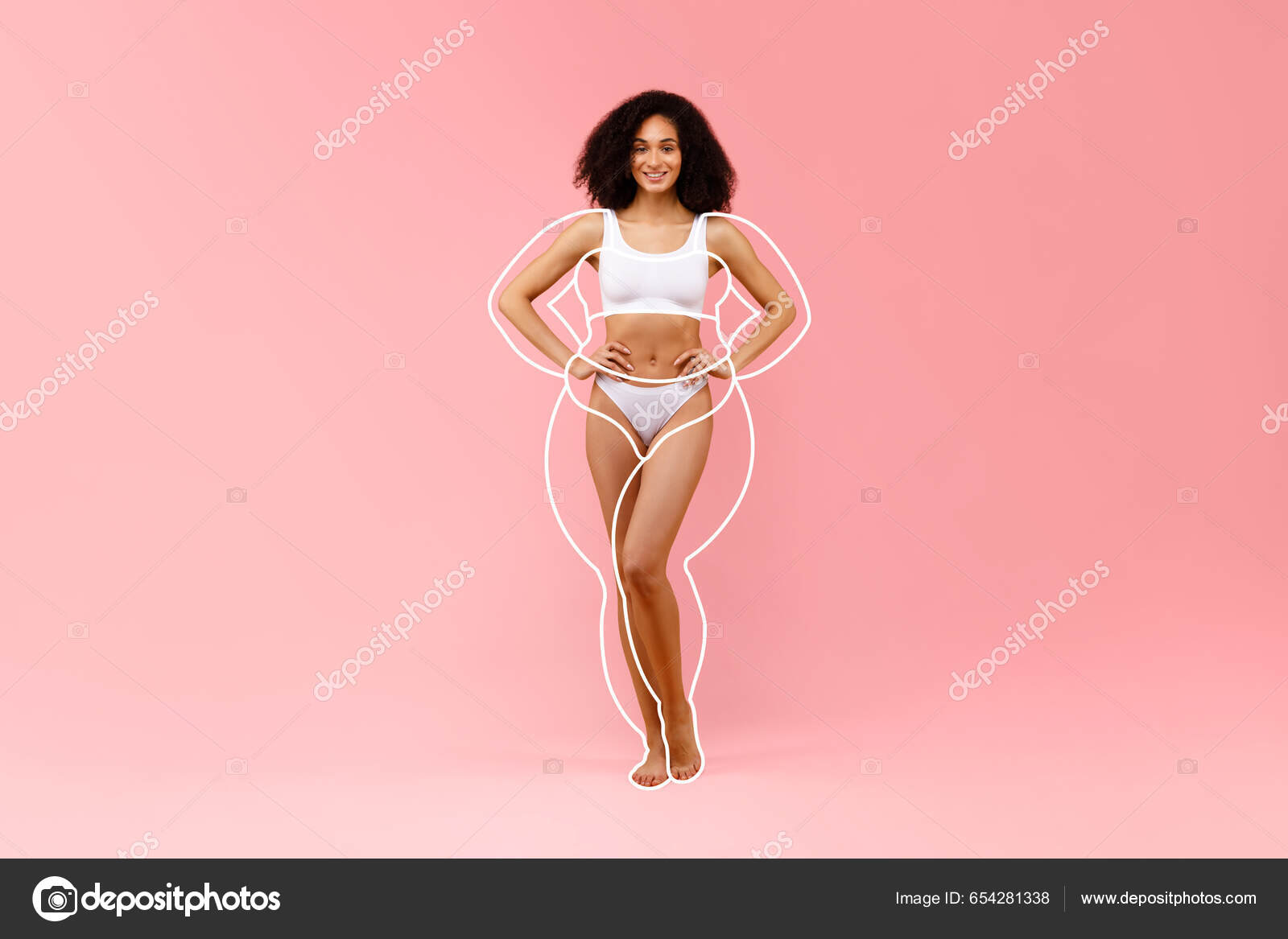 Black Woman In Pink Underwear Stock Photo, Picture and Royalty