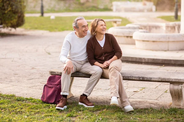 Happy Senior Years Loving Mature Couple Sharing Heartwarming Hug Fresh — Stock Photo, Image