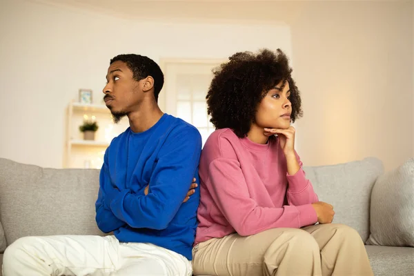 Problema Relaciones Pareja Negra Frustrada Pensando Problemas Ruptura Matrimonio Después — Foto de Stock