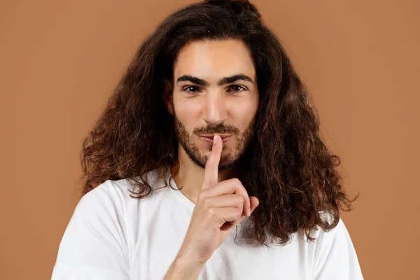 Håll Tyst Och Hemliga Zip Your Lip Porträtt Arabiska Ung — Stockfoto