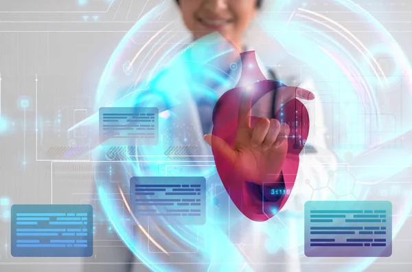 Modern Teknoloji Kardiyoloji Kalp Hastalığı Miyokardiyal Enfarktüs Büyük Insan Kalbi — Stok fotoğraf
