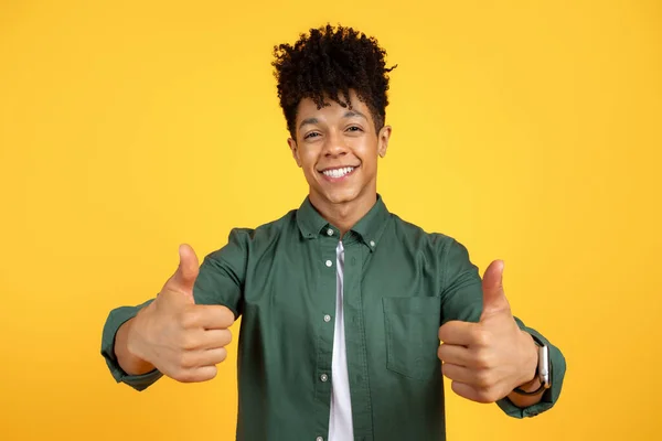 Positive Cheerful Handsome Student Young Black Guy Hipster Stylish Hairstyle — Stock Photo, Image