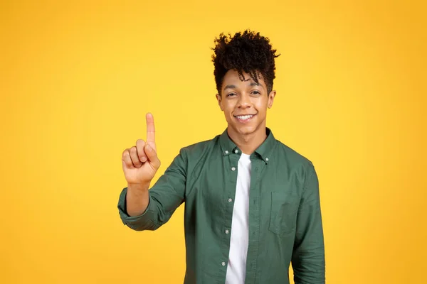 Innovation Concept Excited Stylish Millennial African American Guy Touching Invisible — Stock Photo, Image