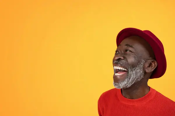 Joyous Senior African American Man White Beard Looking Laughing Delight — 图库照片