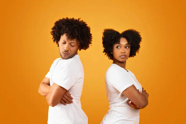 Crisis Matrimonial Infeliz Millennial Afroamericano Hombre Mujer Cónyuges Usan Camisetas —  Fotos de Stock