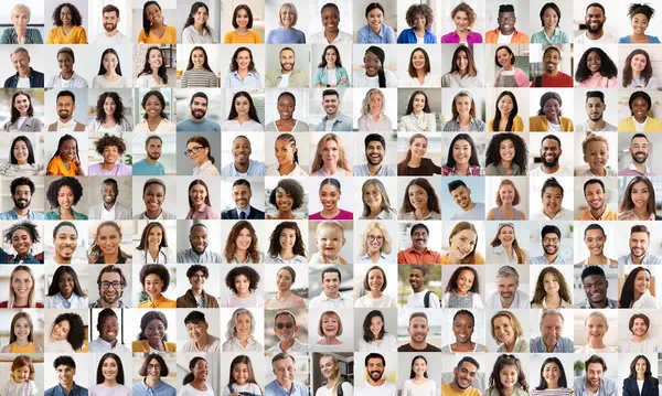 Bu canlı portre kolajı farklı etnik geçmişlere sahip insanların çeşitliliğini temsil ediyor.