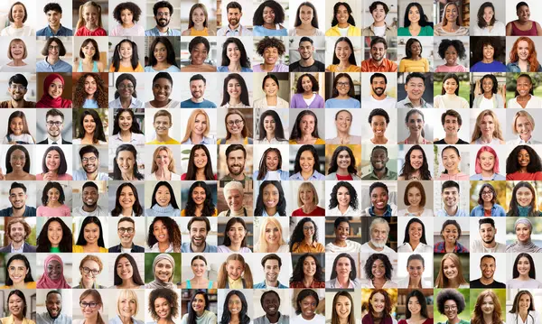 Expansive Collage Featuring Array Assorted Human Portraits Image Beautifully Conveys — Stock Photo, Image