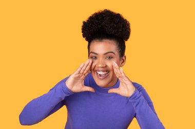 Hispanic woman is contorting her face with her hands, creating a comical expression, make announcement. She appears playful and mischievous, showcasing humor through facial gestures. clipart