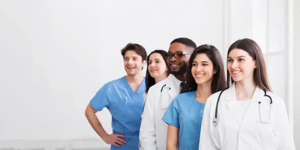 stock image Team Of Medical Interns. Successful Practitioners Standing In Hospital