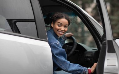 Benimle geliyor musun? Dostça gülümseyen bin yıllık Afro-Amerikan kadın şoför kapıyı açar ve yoldaşını arar, gümüş arabada oturur ya da bayan arabadan çıkar ve arkasına bakar, boşluğu kopyalar.