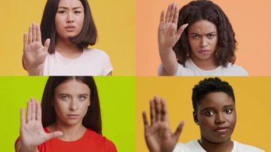 Farklı geçmişlere sahip dört kadın koleksiyonu, her biri güçlü el hareketleri sergiliyor. İfadeleri, canlı bir arka plana karşı kararlılık ve dayanışmanın bir karışımını ifade ediyor..