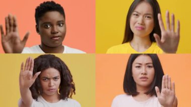 Dört birey, parlak ve renkli geçmişlerine karşı çeşitli duygu ve jestler sergiliyor.