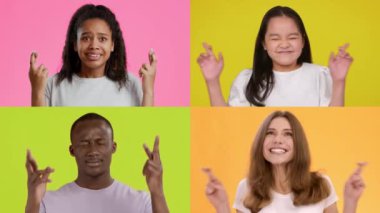 Farklı yaşlarda farklı insanların yer aldığı bir kolaj. Çeşitli duygular sergiliyor. Her insan umut ve pozitifliği sembolize ederek dua eder..