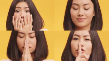 Bu koleksiyonda, çeşitli arkaplanlardan bireylerin parlak sarı bir zemin karşısında duygusal ifadeler sergileniyor. Jestler şaşkınlık, düşünce, huzur ve sessizliği ifade eder..