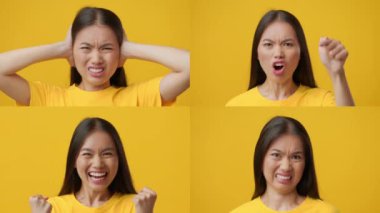 Bu kolaj, dört kişinin mutluluktan hayal kırıklığına kadar çeşitli duygular sergilemesini içeriyor. Parlak sarı bir zemin karşısında, insan duygularının karmaşıklığını gözler önüne seriyor..