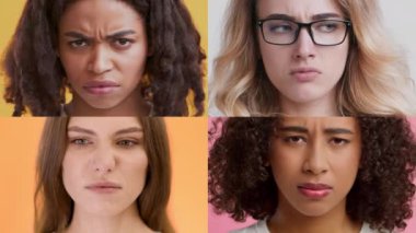 Bir kolaj, her biri canlı arka planlara karşı farklı duygusal ifadeler sergileyen farklı geçmişlere sahip dört kişiyi içerir. Hareketleri derin duygular ve tepkiler taşır..