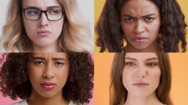 Farklı geçmişlere sahip dört birey, yüz ifadeleriyle güçlü duygular sergiliyor. Her insan duygularına dikkat çekmek için farklı bir hareket sergiler..