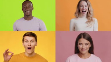 Çeşitli geçmiş ve duygulara sahip dört bireyden oluşan bir koleksiyon. Her insan canlı, renkli arkaplanlara karşı eşsiz bir neşe ifadesi sergiler..