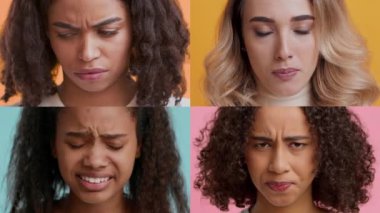 Dört bireyden oluşan bir derleme, her birinin düşünceli ifadeler sergilediği bir dizi duyguyu gözler önüne seriyor. Ayarlar, çeşitli özelliklerini artırarak, canlı arkaplan renkleri içerir..