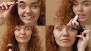 Canlı bir kolaj, çeşitli cilt bakımı rutinlerine bağlı bir kadını içerir. Benzersiz güzellik teknikleri gösteriyor, cilt bakımı uygulamalarını vurguluyor..