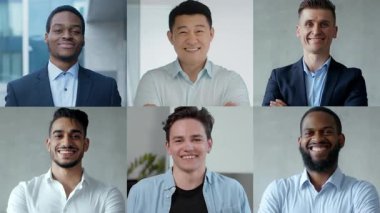 Modern ofis alanında güvenle gülümseyen altı profesyonelden oluşan farklı bir grup. İşbirlikçi bir ortamda çeşitli geçmiş ve stilleri, takım çalışmasını ve pozitifliği temsil ederler..