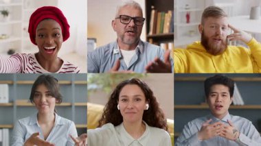 Farklı geçmişlere sahip altı çok ırklı insan, bulundukları yerden çevrimiçi video görüşmeleri sırasında hevesle iletişim kuruyor..