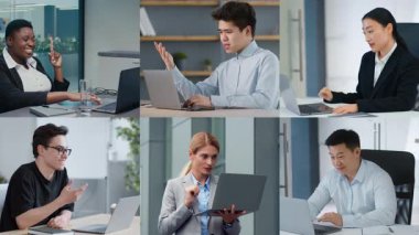 Birçok meslektaşım sanal bir toplantıya katılıp, fikirleri tartışıyor ve görüşleri paylaşıyor. Her insan laptopuna odaklanır, duygularını ifade eder ve etkili bir şekilde işbirliği yapar..