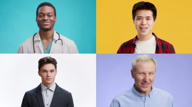 Farklı geçmişlere sahip dört adam olumlu ve cana yakın hareketler sergiliyor. Bunlar çeşitli sağlık hizmetleri rollerini temsil etmekte ve sağlık alanındaki çeşitliliğin önemini vurgulamaktadır..