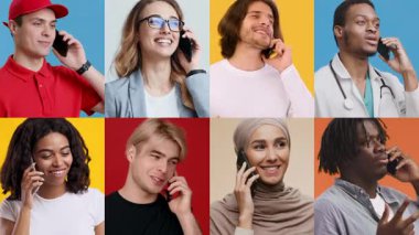 Canlı bir kolaj, farklı geçmişlere sahip farklı insanların akıllı telefonlarıyla konuşmalarını içerir..