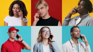 Kolajda çok ırklı bir grup kadın ve erkeğin telefon konuşmaları yer alıyor. Bu canlı arka plan onların etkileşimlerine enerji katarak, modern teknolojilerin günlük hayattaki rolünü vurguluyor..