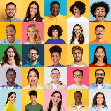 Renkli bir kolaj, her biri neşe ve pozitifliği ifade eden çeşitli geçmişlerden neşeli bireyler sergiliyor. Koleksiyon, yaşam tarzı ve gençlikteki çeşitliliğin güzelliğini vurguluyor..