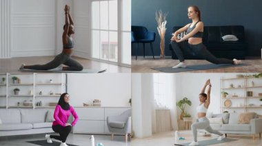 Çeşitli bireylerden oluşan bir grup, şık bir iç mekan ortamında farklı atletik egzersizler gerçekleştiriyor. Her insan eşsiz bir atletizm ve sağlıklı bir yaşam tarzı sergiliyor..