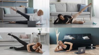 Çeşitli bireyler evlerinde atletizm egzersizlerine katılarak bir spor rutini koleksiyonunu sergilediler. Sağlıklı yaşam tarzlarını farklı egzersiz stilleri ve hareketlerle gösterirler..