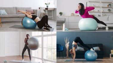 Bu koleksiyonda, sağlıklı bir yaşam tarzı ve refahı destekleyen, çağdaş kapalı bir ortamda fitness toplarını kullanarak atletizm antrenmanlarına katılan çeşitli bireyler yer alıyor..