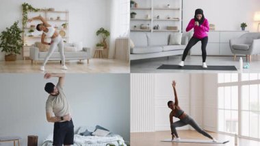 Bir kolleksiyonda modern iç mekanlarda farklı fitness rutinleri uygulayan birden fazla sporcu sergileniyor. Etkinliklerdeki çeşitlilik sağlıklı yaşam ve sağlığa olan bağlılığın altını çizmektedir..