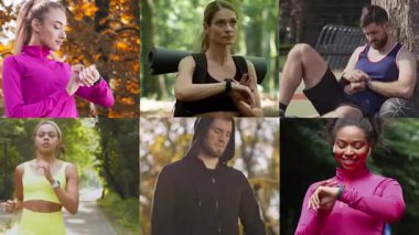 Çeşitli sporcular, sağlık ve zindeliğe olan adanmışlıklarını göstererek doğal ışık altında fitness faaliyetlerine girişiyor. Her birey spor yaşam tarzını coşku ve dikkatle ifade eder..