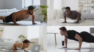 Farklı geçmişlere sahip dört kişi parlak ve minimalist bir odada şınav çekiyorlar. Formlarını korurken, aktif yaşam tarzlarını ön plana çıkarırlar..