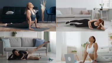 Çeşitli bireylerin evde çeşitli egzersizler yaptığı, atletizm sergilediği ve sağlıklı bir yaşam tarzı sergilediği dört sahneden oluşan bir derleme. Her ayar fitness ve motivasyonu vurgular.