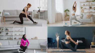 Farklı atletizm egzersizleri yapan, farklı yaşam tarzları sergileyen bireylerden oluşan bir grup. Parlak, davetkar bir ortamda esneme, yoga ve fitness rutinlerine giriyorlar..