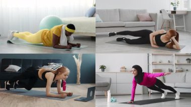 Çeşitli geçmişlere sahip dört kişi içeride farklı çalışma rutinleri uyguluyor, aktif bir yaşam tarzı ve fitness bağlılığı sergiliyorlar. Her insan egzersizlerine odaklanmış ve kararlıdır..