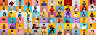 Bu canlı koleksiyon, farklı bireyleri parlak ve renkli arka planlara karşı eşsiz stillerle ifade ediyor..