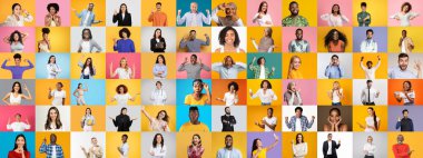 Bu koleksiyonda farklı geçmişlerden gelen ve mutluluk ve coşkuyu ifade eden çeşitli insanlar yer alıyor..