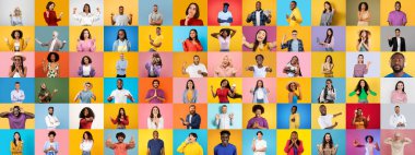 Çeşitli geçmişlerden gelen çeşitli bireyleri gösteren bir portre koleksiyonu. Renkli arka planlara karşı her insan eşsiz duygular ve yaşam tarzlarını ifade eder, çeşitliliği kutlar..