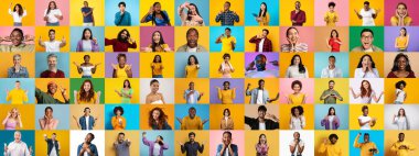 Değişik bireylerden oluşan canlı bir koleksiyon parlak ve renkli geçmişlere karşı çeşitli ifadeler ve duygular sergiliyor. Kurulum, farklı kültürler arasındaki birliği ve toplumu vurguluyor..