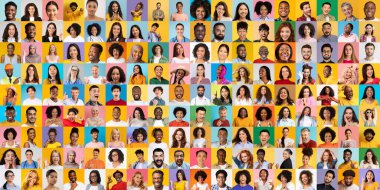 Bu canlı kolaj farklı geçmişlerden gelen farklı bireyleri gösteriyor. Her bir eşsiz portre, küresel bir toplumu yansıtan çeşitli ifade ve yaşam tarzlarını vurgular..