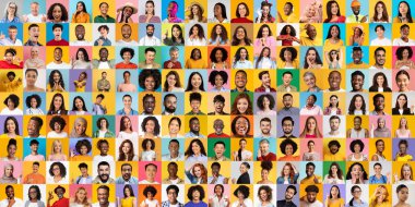 Çeşitli arkaplanlardan insanların benzersiz ifadelerini sergiledikleri çeşitli portrelerden oluşan bir koleksiyon. Canlı renkler birliği kutlayan enerjik bir atmosfer yaratıyor..