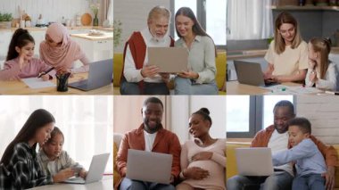 Çeşitli bireylerden oluşan gruplar çeşitli ortamlarda dizüstü bilgisayar kullanırken keyifli anları paylaşıyorlar. Teknoloji, işbirliği ve aile bağlarını canlı bir atmosferde sergilemek üzerine bağlanıyorlar..