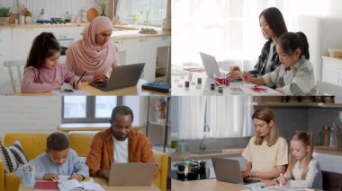 Aydınlık bir odada, çeşitli bireyler dizüstü bilgisayarlarda birlikte çalışırlar. Yetişkinler ve çocuklar, canlı bir atmosfer içinde yaratıcılık ve iletişim göstererek projelerde işbirliği yapıyorlar..