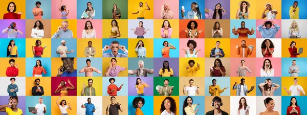 Canlı bir koleksiyonda, çeşitli kültürleri ve yaşam tarzlarını temsil eden farklı geçmişlerdeki farklı yüzler sergileniyor. Her birey bu canlı montajda neşe ve benzersizliği ifade eder..