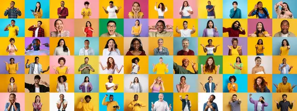 Bu koleksiyonda mutluluğu ve bağlantıyı ifade eden çeşitli bireylerin yakın plan portreleri yer almaktadır..